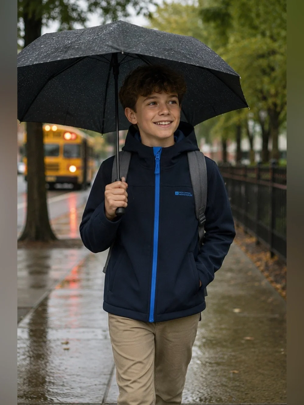 EEUC Mountain Warehouse Kids Navy Exodus Softshell Fleece Lined Hooded Jacket